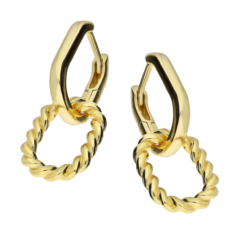 Pozłacane kolczyki srebrne owal i zawijas pr. 925 - JubilerSezam.pl