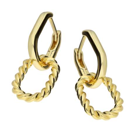 Kolczyki pozłacane gładki owal i zawijas/zatrzask JA1153 GOLD próba 925