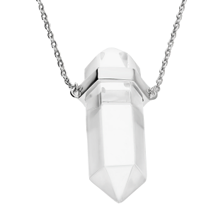 Naszyjnik srebrny z białym kwarcem/anker JA1158-1 ROD próba 925