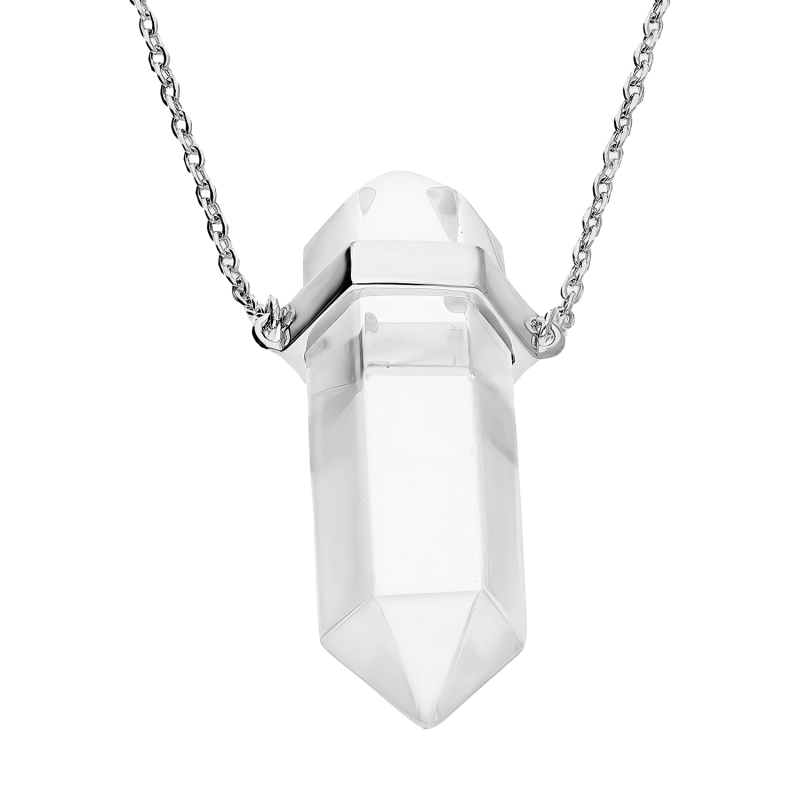 Naszyjnik srebrny z białym kwarcem/anker JA1158-1 ROD próba 925