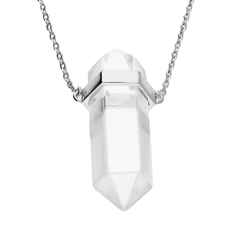 Naszyjnik srebrny z białym kwarcem/anker JA1158-1 ROD próba 925