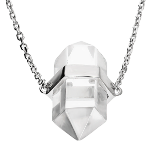 Naszyjnik srebrny z białym kwarcem/anker JA1159-1 ROD próba 925