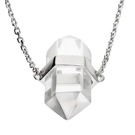 Naszyjnik srebrny z białym kwarcem/anker JA1159-1 ROD próba 925