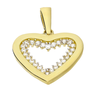 Serduszko złote ramka z białymi cyrkoniami LP 34U20-DCP0127-YW-CZ próba 375