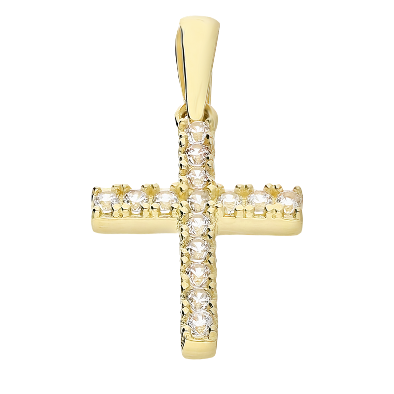 Złoty Krzyżyk z Cyrkoniami pr. 585 - JubilerSezam.pl
