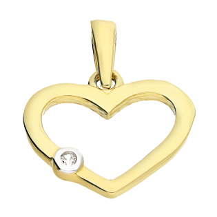 Serduszko złote ramka z białą cyrkonią LP 34U225-PS663-YW próba 375