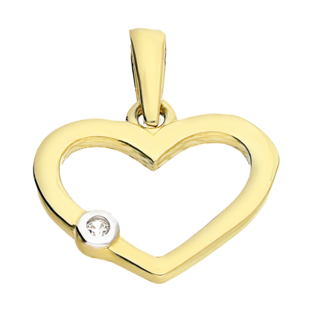 Serduszko złote ramka z białą cyrkonią LP 34U225-PS663-YW próba 375