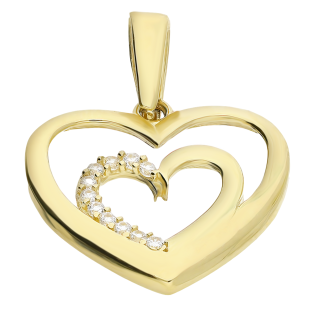 Serduszko złote ramka z mniejszym sercem  LP 71U25-K1480-Y próba 375