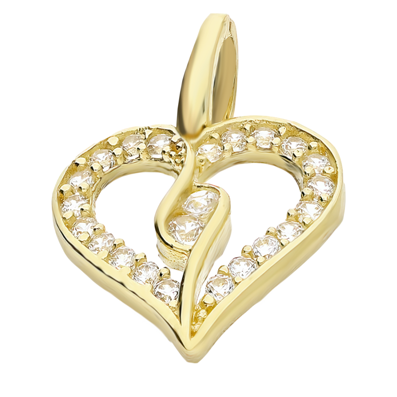 Serduszko złote ramka z białymi cyrkoniami  LP 75U225-K1200-Y próba 375