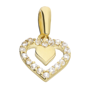 Serduszko złote z cyrkoniami i mniejszym sercem LP 91K30-KL104-Y próba 585