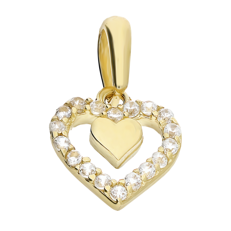 Złote serduszko z cyrkoniami pr. 585 - JubilerSezam.pl