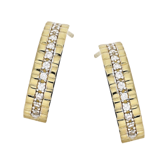 Kolczyki złote półkółko z białymi cyrkoniami/sztyft MZ T23-E-657-CZ próba 375