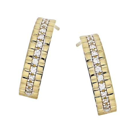 Kolczyki złote półkółko z białymi cyrkoniami/sztyft MZ T23-E-657-CZ próba 375