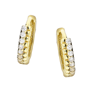 Kolczyki złote dla dziecka kółka z białymi cyrkoniami na zatrzask próba 375