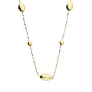 Naszyjnik złoty fasolki i gładkie kulki/anker MZ T23-PN-2606-3mm próba 585