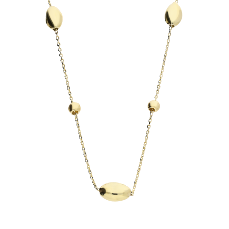 Naszyjnik złoty fasolki i gładkie kulki/anker MZ T23-PN-2606-3mm próba 585