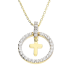 Naszyjnik złoty krzyżyk w kole z cyrkoniami