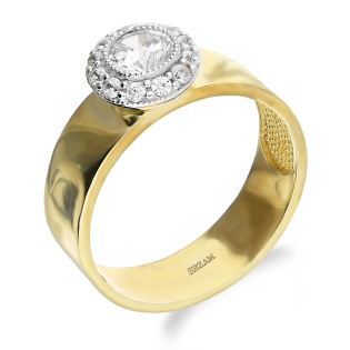Pierścionek złoty Metropolis z cyrkoniami