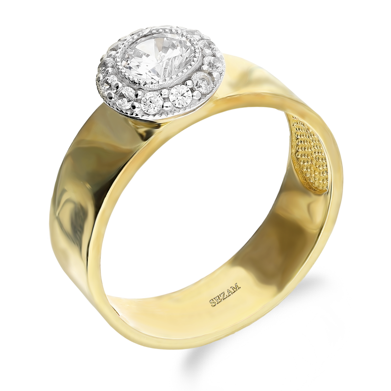 Pierścionek złoty Metropolis z cyrkoniami