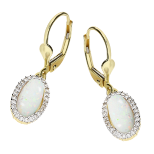 Kolczyki złote owalny opal jubilerski z cyrkoniami/big.zam. MZ T33-E-OGE-36-Opal-YW-5-10mm próba 375