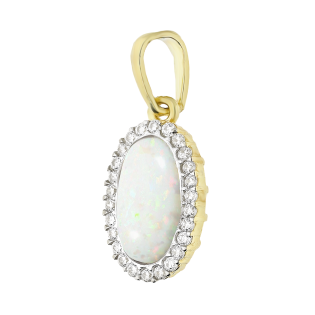 Wisiorek złoty z opalem jubilerskim i cyrkoniami