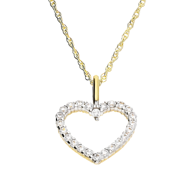 Naszyjnik złoty serce z cyrkoniami zawieszone na łańcuszku singapur