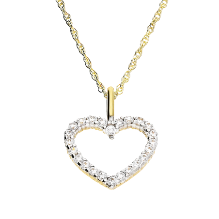 Naszyjnik złoty serce z cyrkoniami zawieszone na łańcuszku singapur