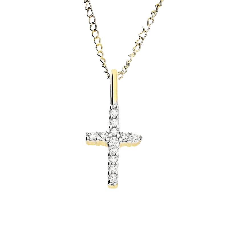 Złoty Naszyjnik Krzyżyk z Cyrkoniami pr. 585 - JubilerSezam.pl