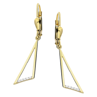 Złote Kolczyki Trójkąty z Cyrkoniami pr. 375 - JubilerSezam.pl