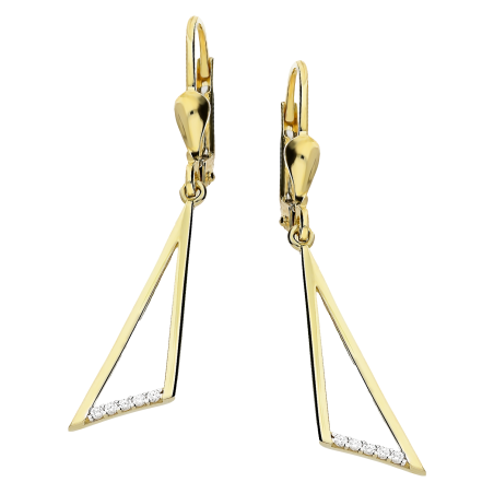 Złote Kolczyki Trójkąty z Cyrkoniami pr. 375 - JubilerSezam.pl