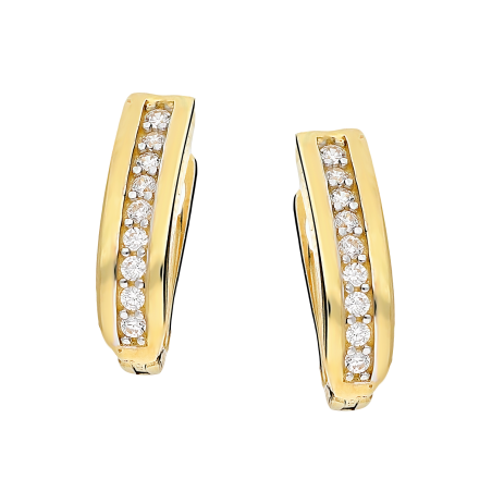 Kolczyki przecinki złote z kolekcji Line z cyrkoniami