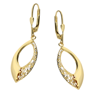 Kolczyki złote kropla ramka z ażurem po jednej stronie/big.zam. MZ T61-E-KP-154-YW-DC próba 585