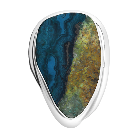 Srebrna Zawieszka z Chryzokolą Rosja pr. 925 - JubilerSezam.pl