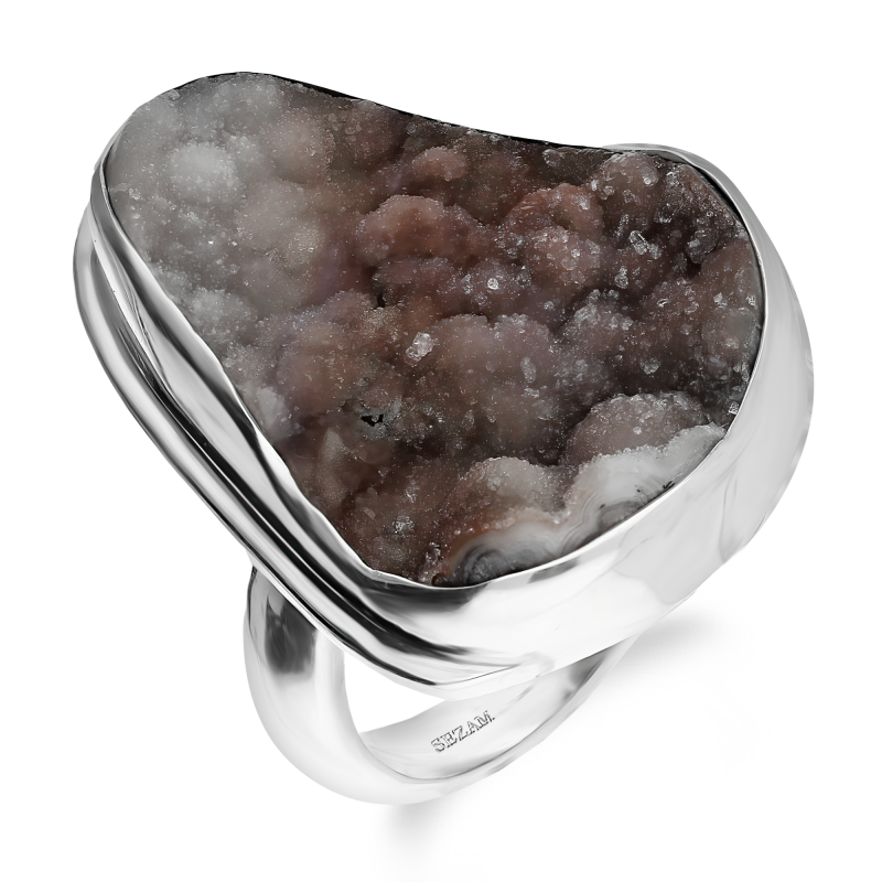 Pierścionek srebrny róża chalcedonu Urugwaj GX-rch-77 próba 925