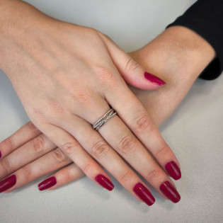 Pierścionek srebrny przeplatanka z kulkami bead AT714 próba 925