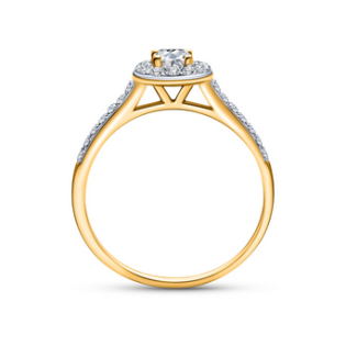 Pierścionek Zaręczynowy z Żółtego Złota z Diamentami - JubilerSezam.pl