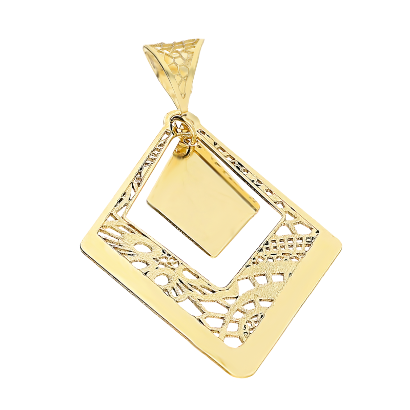 Zawieszka złota ażurowy romb z gładkim rombem M3-244 próba 585