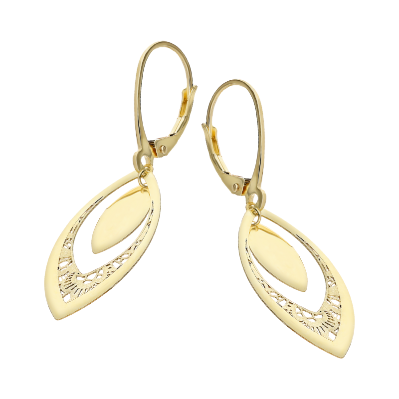 Kolczyki złote ażurowa łezka z gładką łezką/big.zam M3-247 próba 585