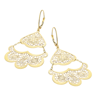 Kolczyki złote dwa ażurowe wachlarze/big.zam. M3-250M próba 585