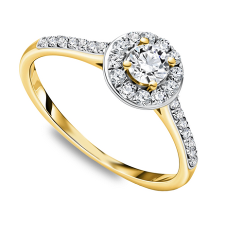 Pierścionek zaręczynowy METROPOLIS z białymi diamentami AW 40019 YW-0,57 próba 585