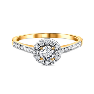 Pierścionek zaręczynowy METROPOLIS z białymi diamentami AW 40019 YW-0,57 próba 585