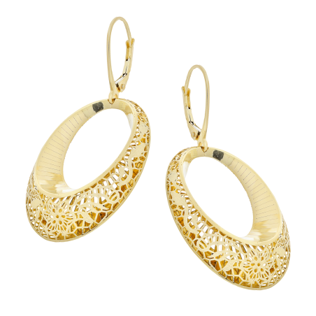 Kolczyki złote ażurowy owal z taflowanym środkiem/big.zam M3-254 próba 585