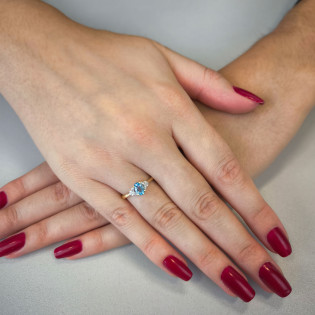 Pierścionek zaręczynowy z topazem i diamentami AW 59732 Y topaz bis próba 585