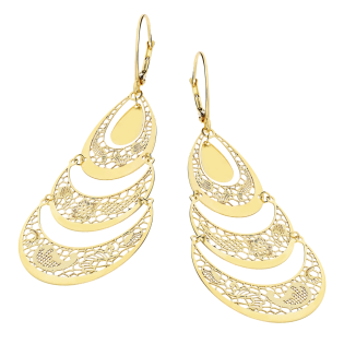 Złote kolczyki ażurowe krople i półkola pr. 585 - JubilerSezam.pl