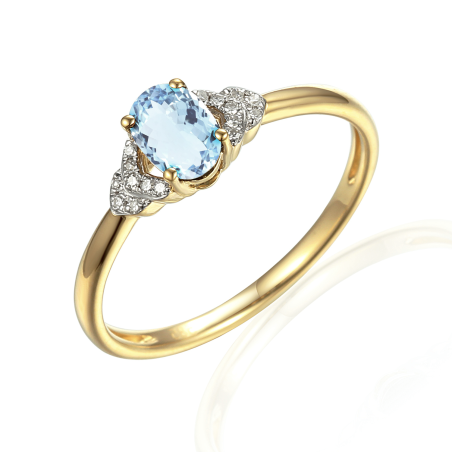 Pierścionek zaręczynowy z topazem i diamentami AW 59732 Y topaz bis próba 585