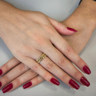 Pierścionek złoty płotek z szampańskimi cyrkoniami PY YRF-3065 próba 585