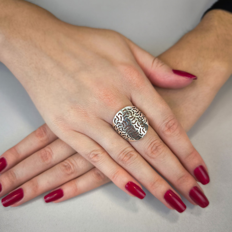 Pierścionek srebrny ażurowa blaszka SZ011 próba 925