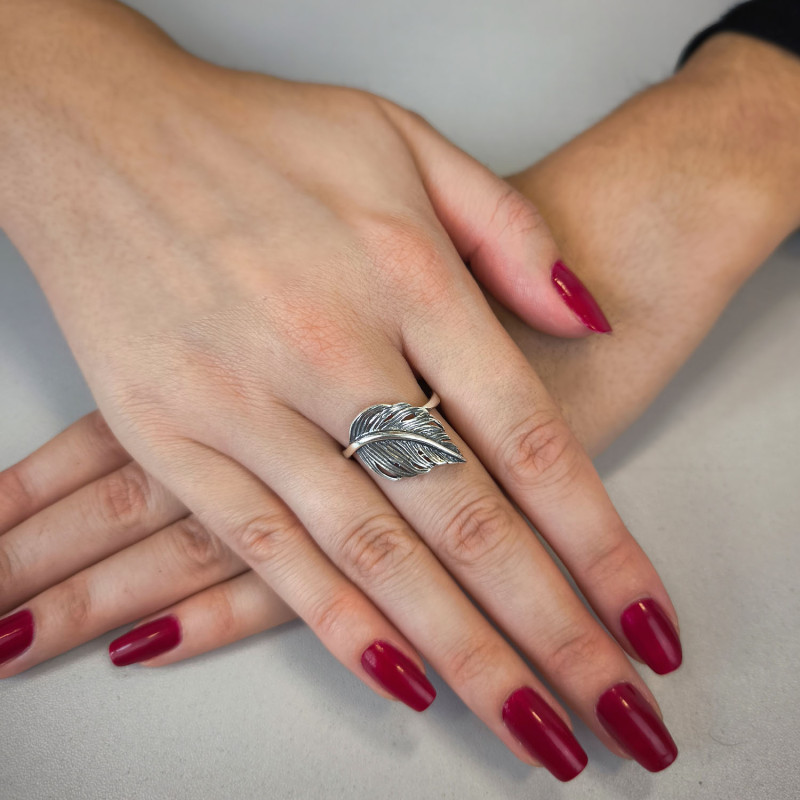 Pierścionek srebrny piórko oksyda SZ024 próba 925