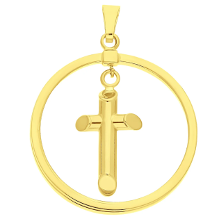 Krzyżyk złoty gładki w kółku AR X3TP1592 próba 375