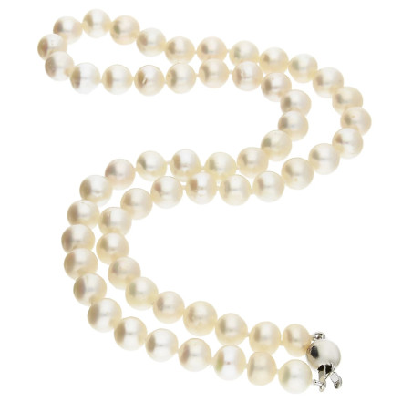 Naszyjnik srebrny z białymi hodowanymi perłami/kulka AG AX C-BZII 7-8B-SVK próba 925